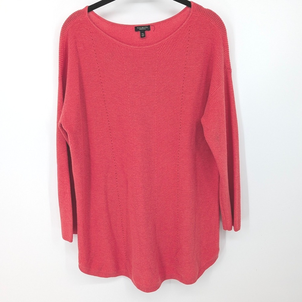 Talbots Cashmere Blend Sweater Plus 1XP Petite‎ Coral Pink Pullover Ribbed Knit
